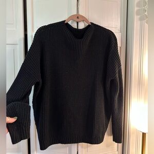 Black Ribbed oversized Knit Sweater bow neck